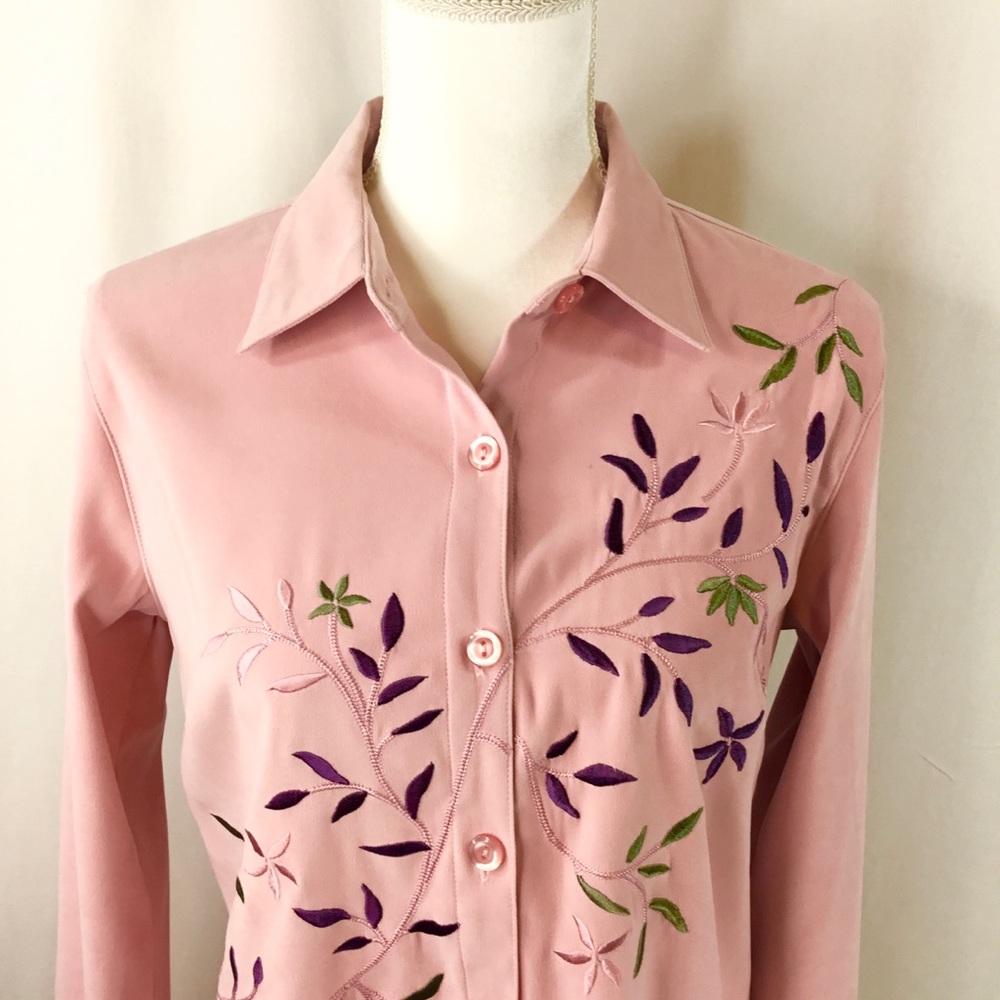 Northern Reflections Woman Embroidered  Long Sleeve Pink Shirt Jacket Sh…